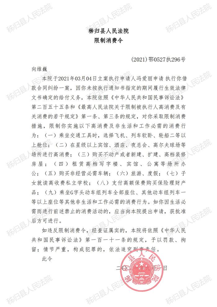 (2021)鄂0527执296号向维巍限制消费令_00.jpg